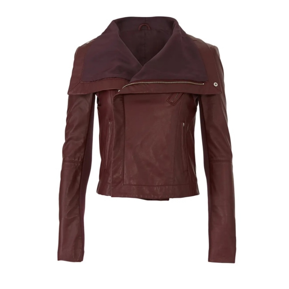 Veda Max Burgundy Leather Jacket